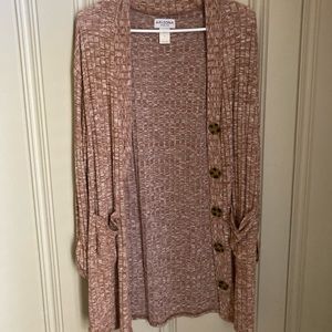 Rust Colored Long Cardigan with Buttons